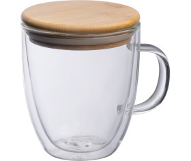 Double-walled glass with handle and 350 ml filling capacity
